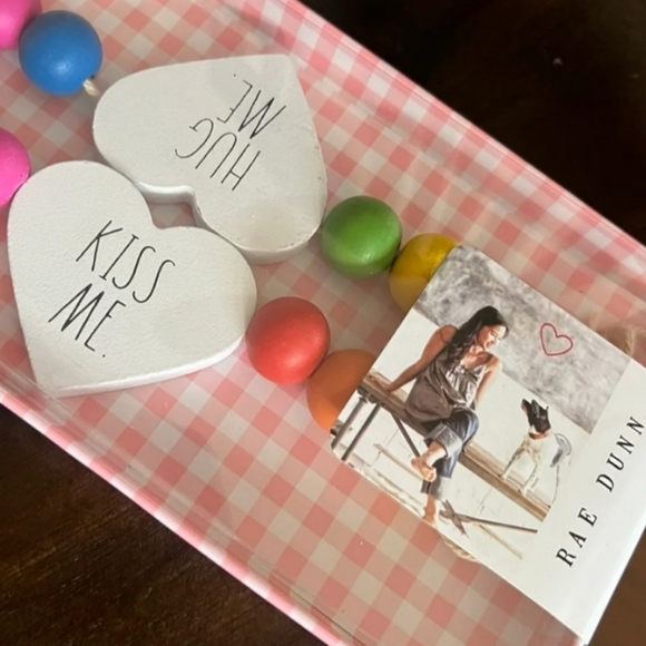 RAE DUNN Valentine Hearts/Beads Wood Garland Decor New - Picture 2 of 8